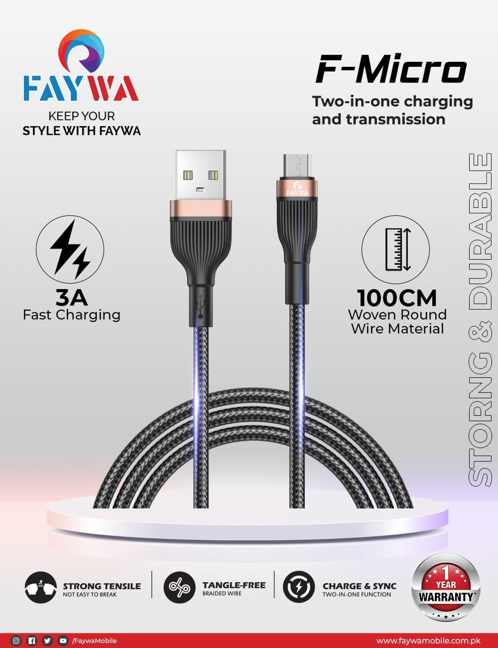 F Micro (Fast Charge Micro USB Cable - 3A) - My Store
