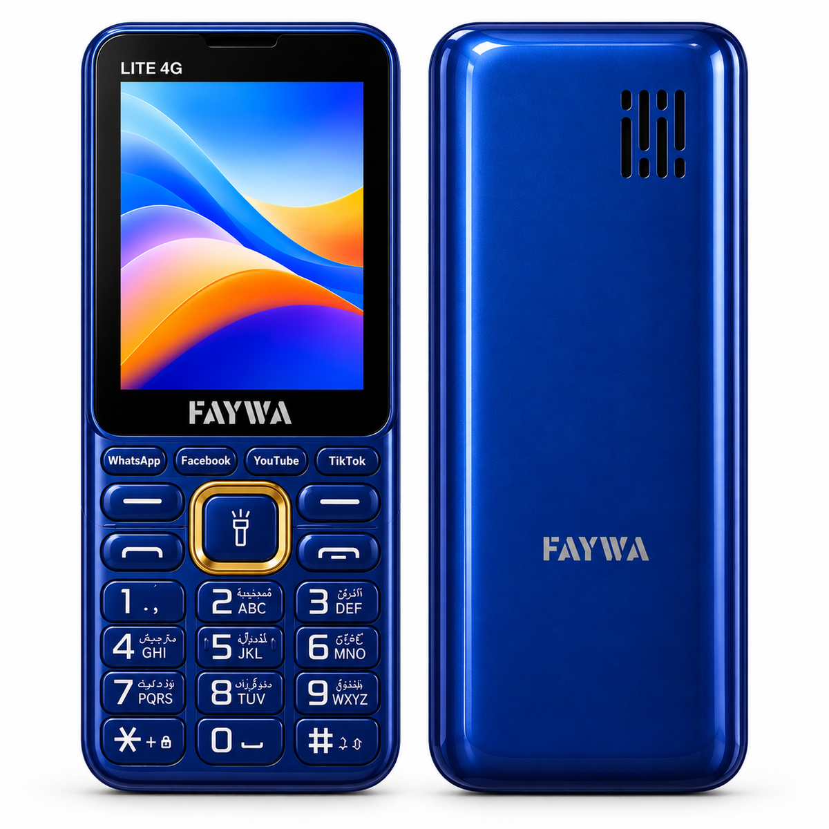 Faywa Light 4G blue phone front and back no camera